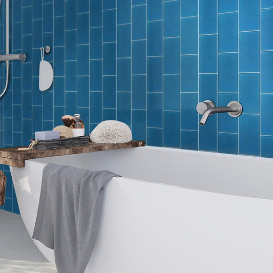 Cerulean Blue 3 x 6 Matte Glass Subway Tile - Sample