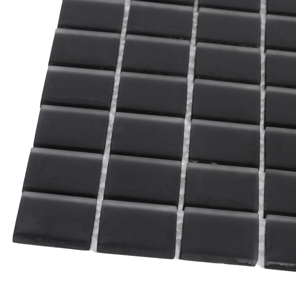 Black 12 x 12 Matte Glass Mosaic Tile