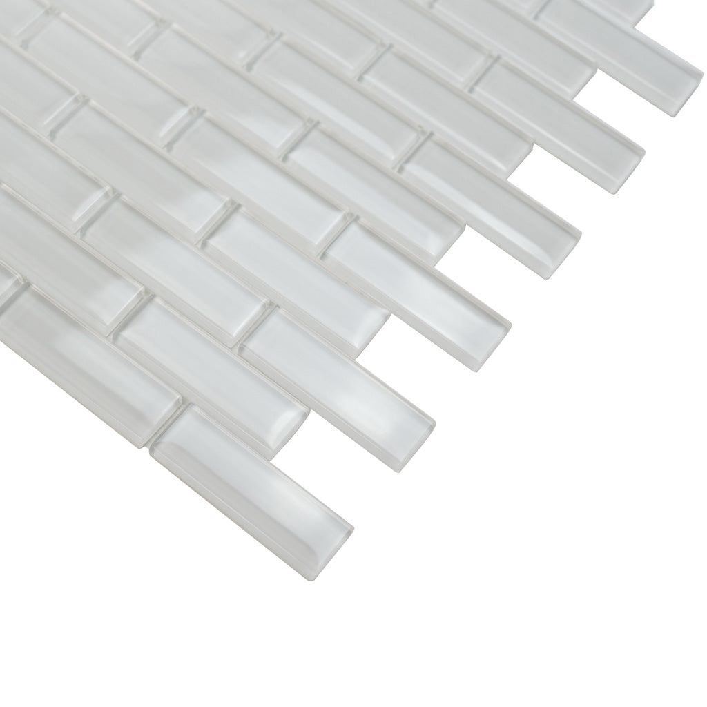 White 12 x 12 Glossy Glass Mosaic Tile