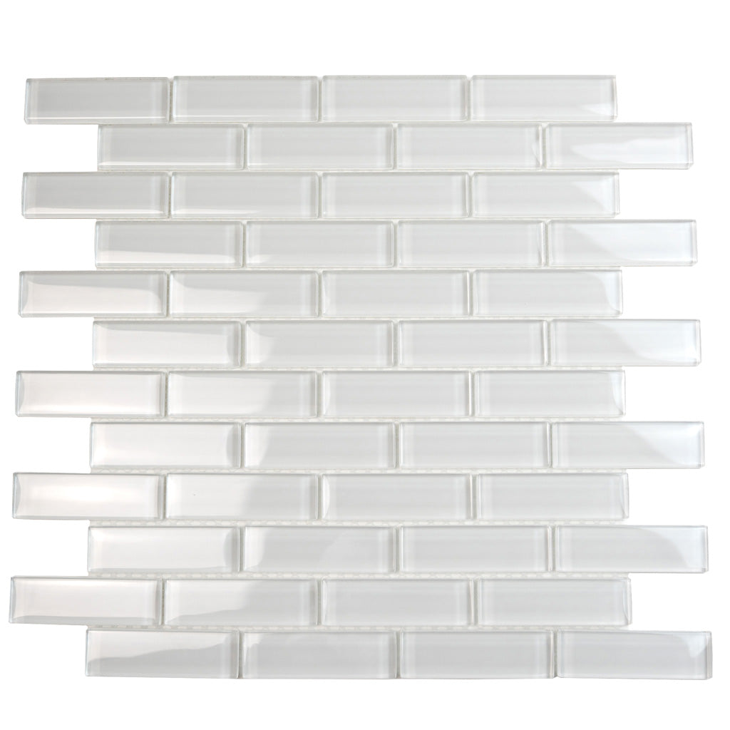 White 12 x 12 Glossy Glass Mosaic Tile