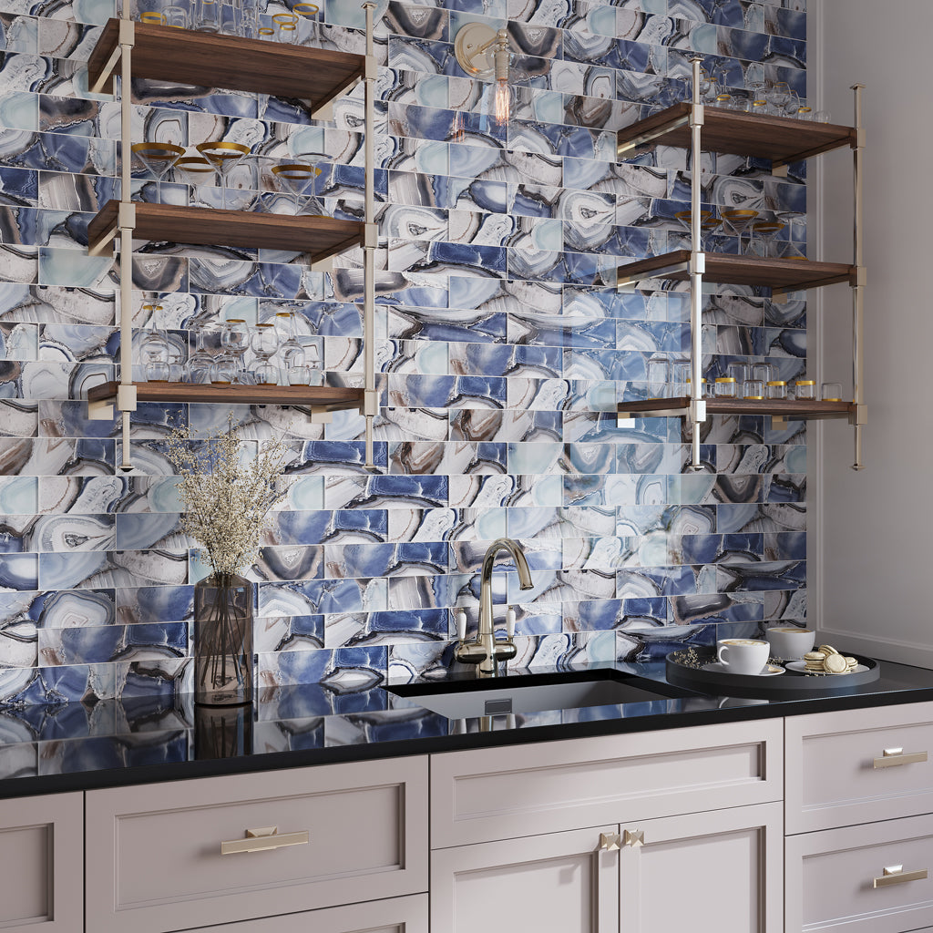 Sea Blue 3 x 12 Glossy Glass Subway Tile