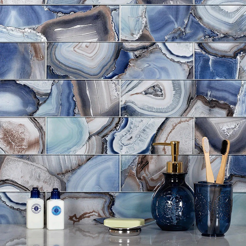 Sea Blue 3 x 12 Glossy Glass Subway Tile