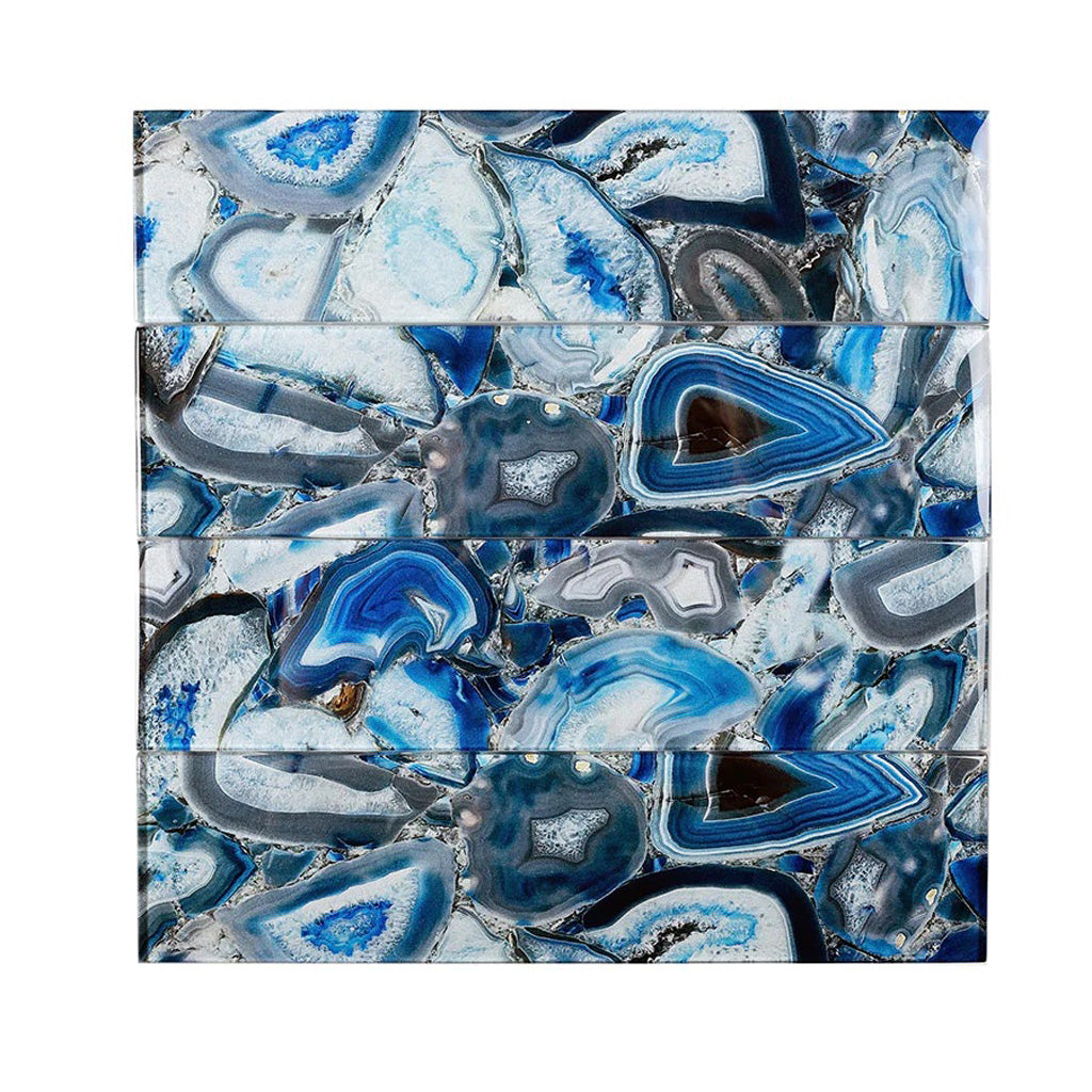 Blue 3 x 12 Glossy Glass Subway Tile