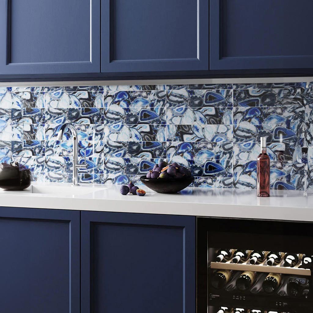 Blue 3 x 12 Glossy Glass Subway Tile