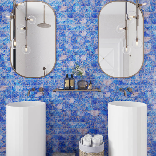 Cobalt Blue 3 x 12 Glossy Glass Subway Tile - Sample