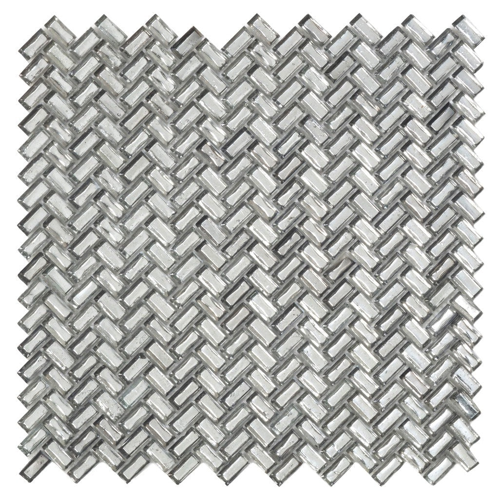 Silver 12 x 12 Glossy Glass Mosaic Tile