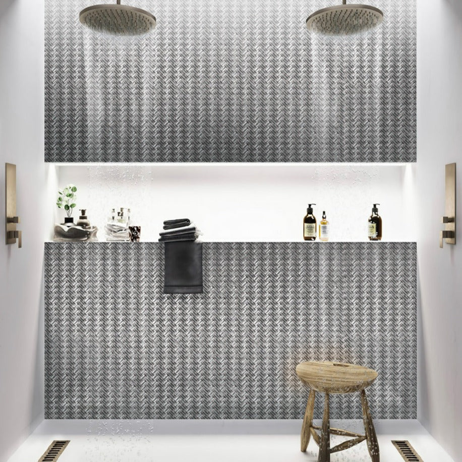 Silver 12 x 12 Glossy Glass Mosaic Tile