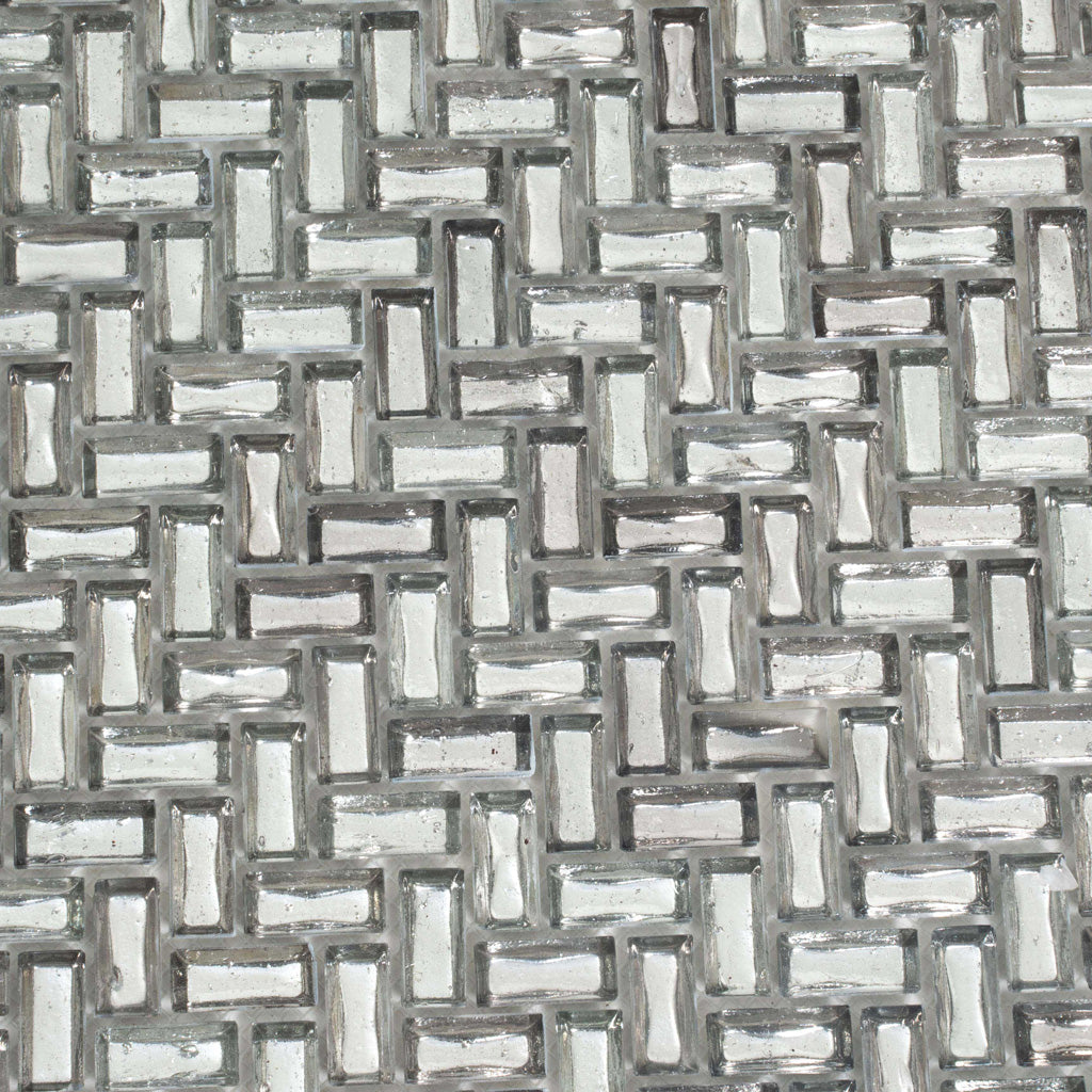 Silver 12 x 12 Glossy Glass Mosaic Tile