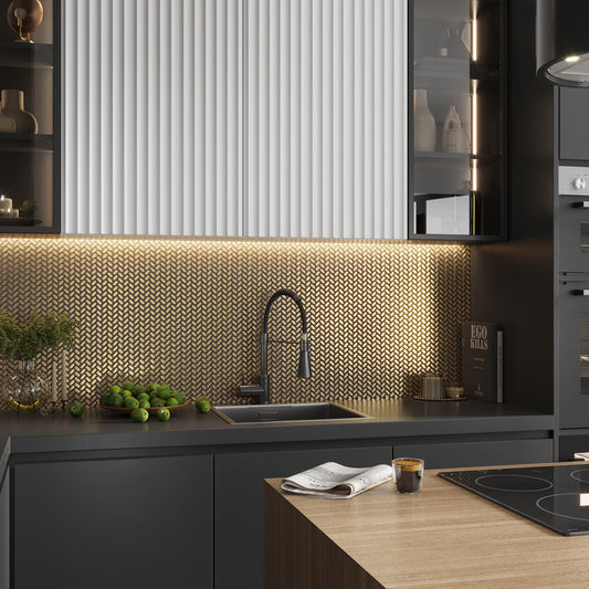 Gold 12 x 12 Glossy Glass Mosaic Tile - Sample