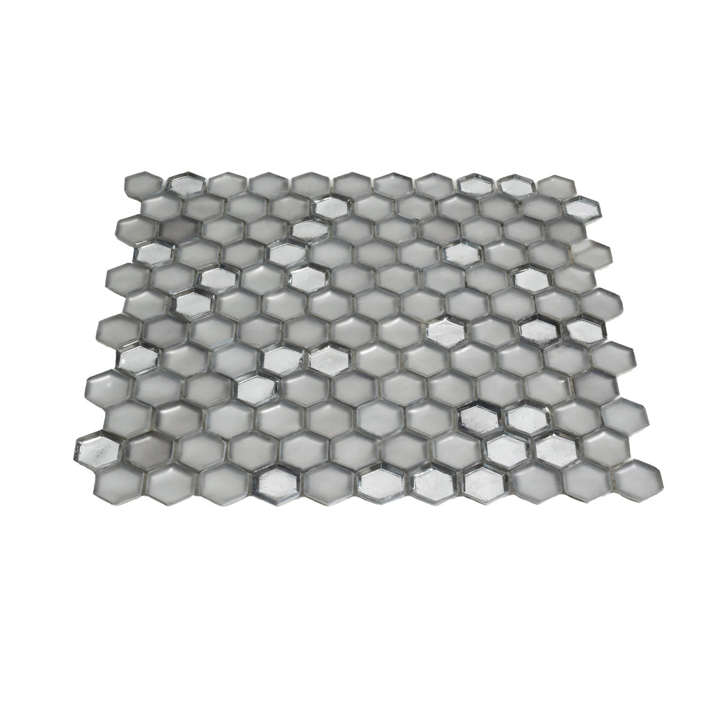 Silver 11 x 11 Glossy, Matte Glass Mosaic Tile