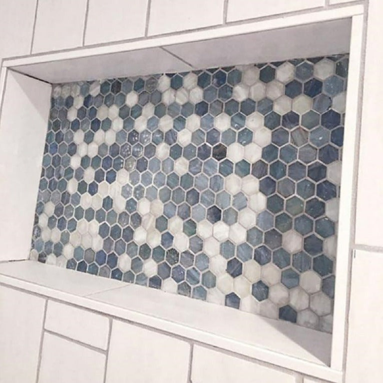 Light Blue 11 x 11 Glossy Glass Mosaic Tile