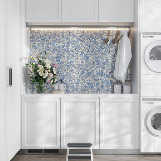 Light Blue 11 x 11 Glossy Glass Mosaic Tile