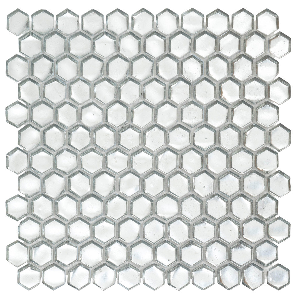 Silver 11 x 11 Glossy Glass Mosaic Tile