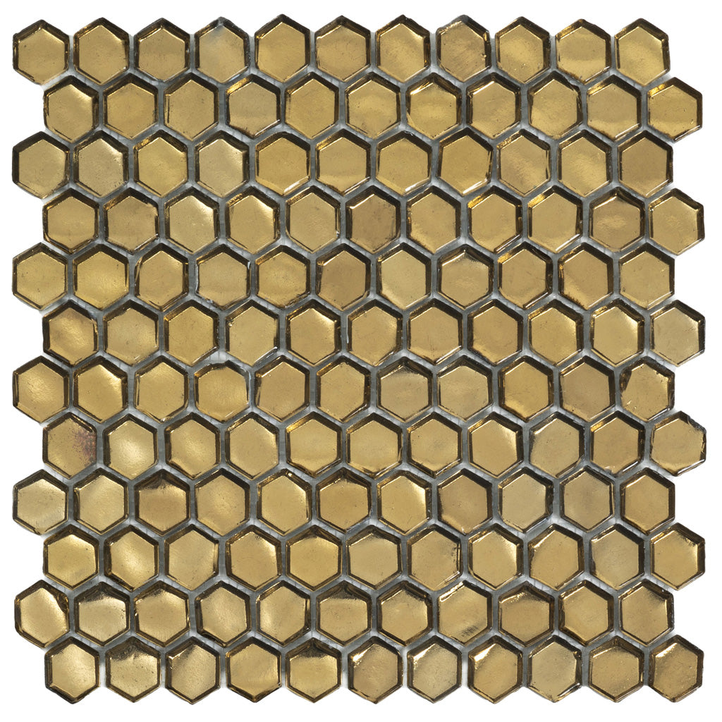 Gold 11 x 11 Glossy Glass Mosaic Tile