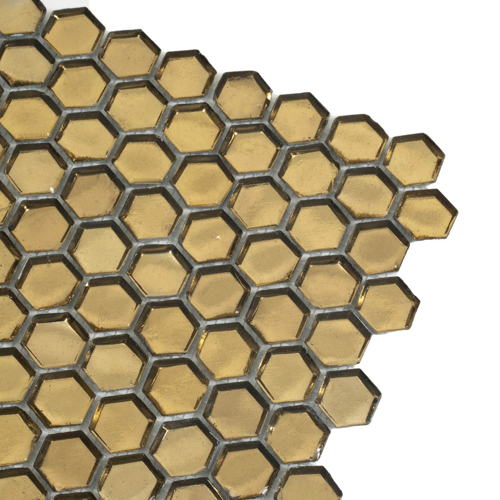 Gold 11 x 11 Glossy Glass Mosaic Tile