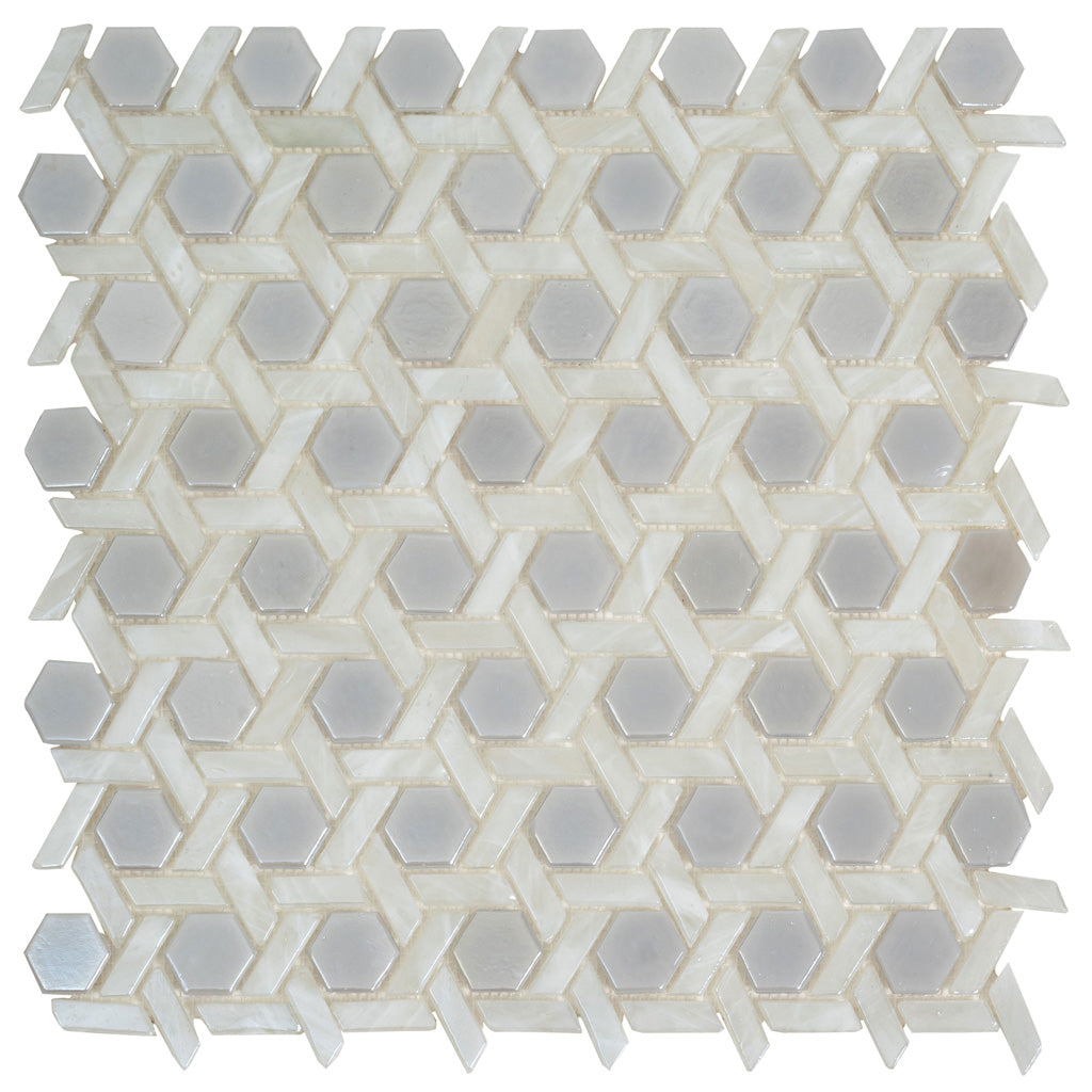 Cotton White 12 x 12 Glossy Glass Mosaic Tile