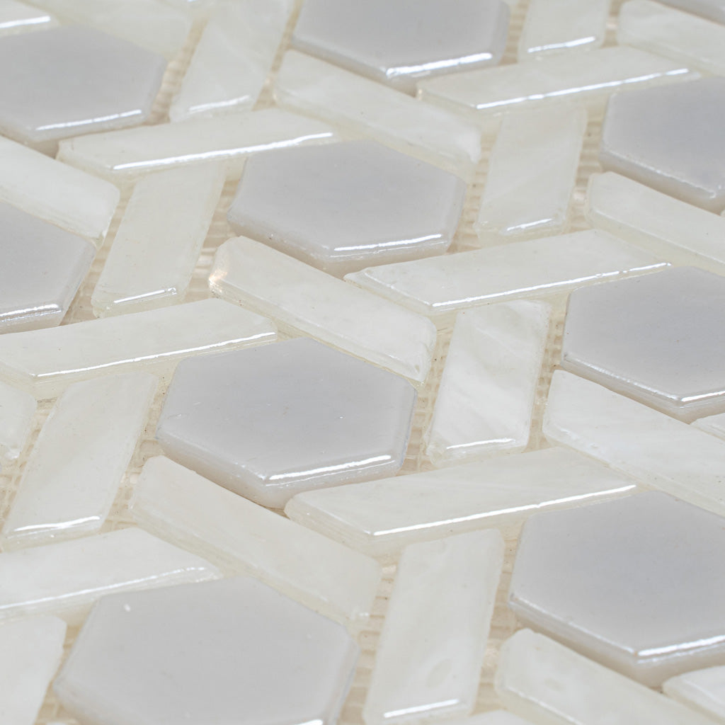 Cotton White 12 x 12 Glossy Glass Mosaic Tile