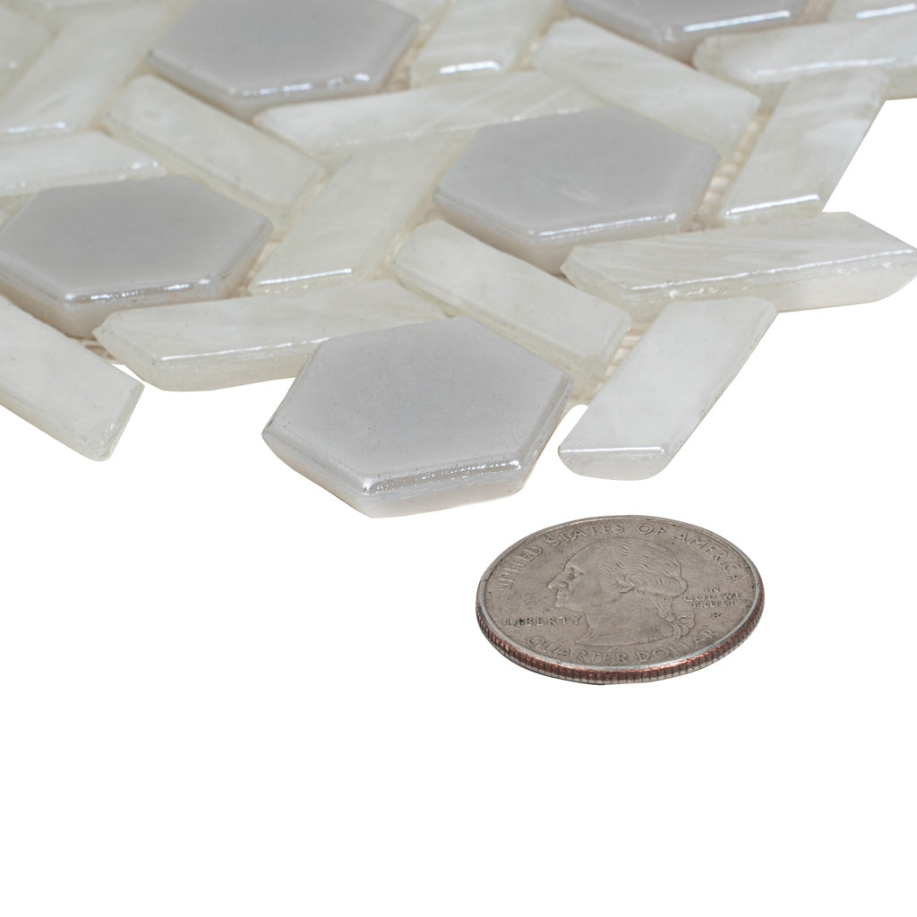 Cotton White 12 x 12 Glossy Glass Mosaic Tile