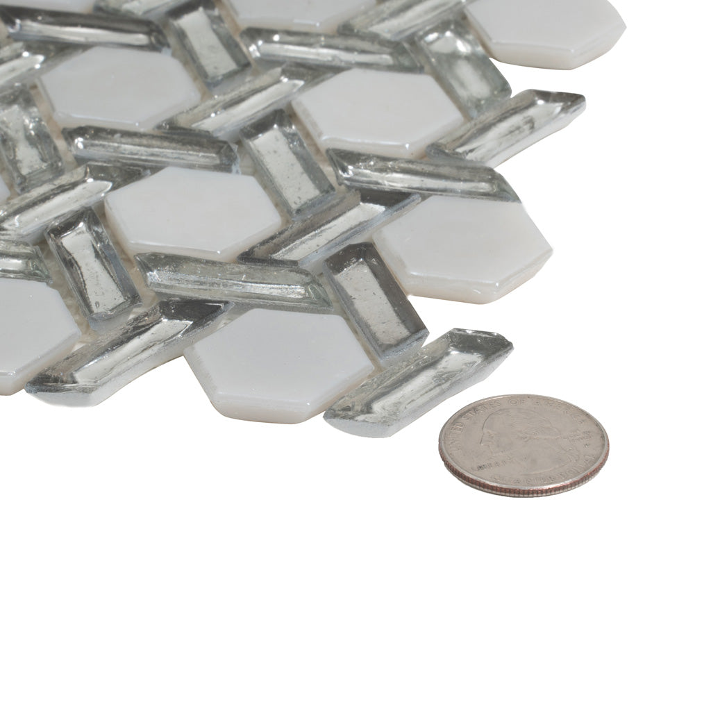 Silver 12 x 12 Glossy Glass Mosaic Tile