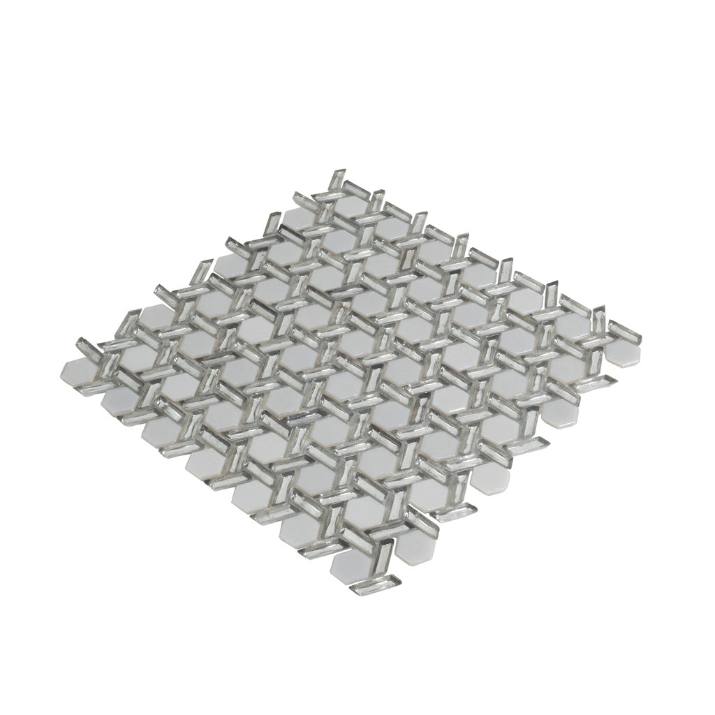 Silver 12 x 12 Glossy Glass Mosaic Tile