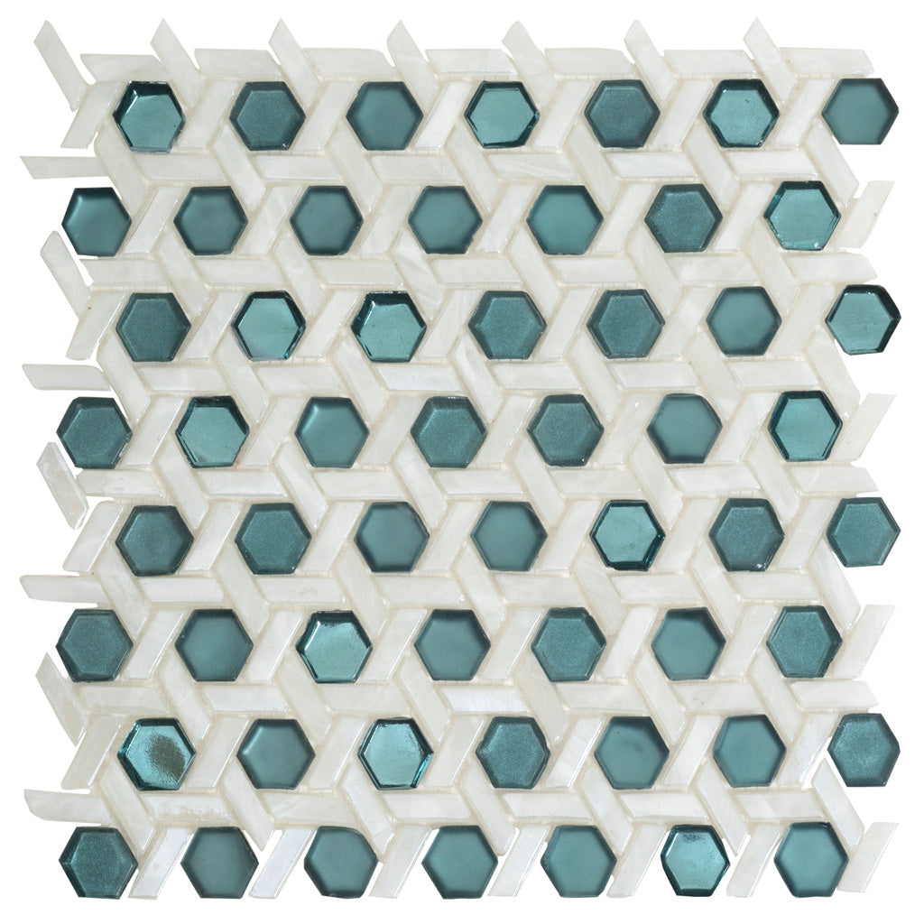 Teal Green 12 x 12 Glossy Glass Mosaic Tile