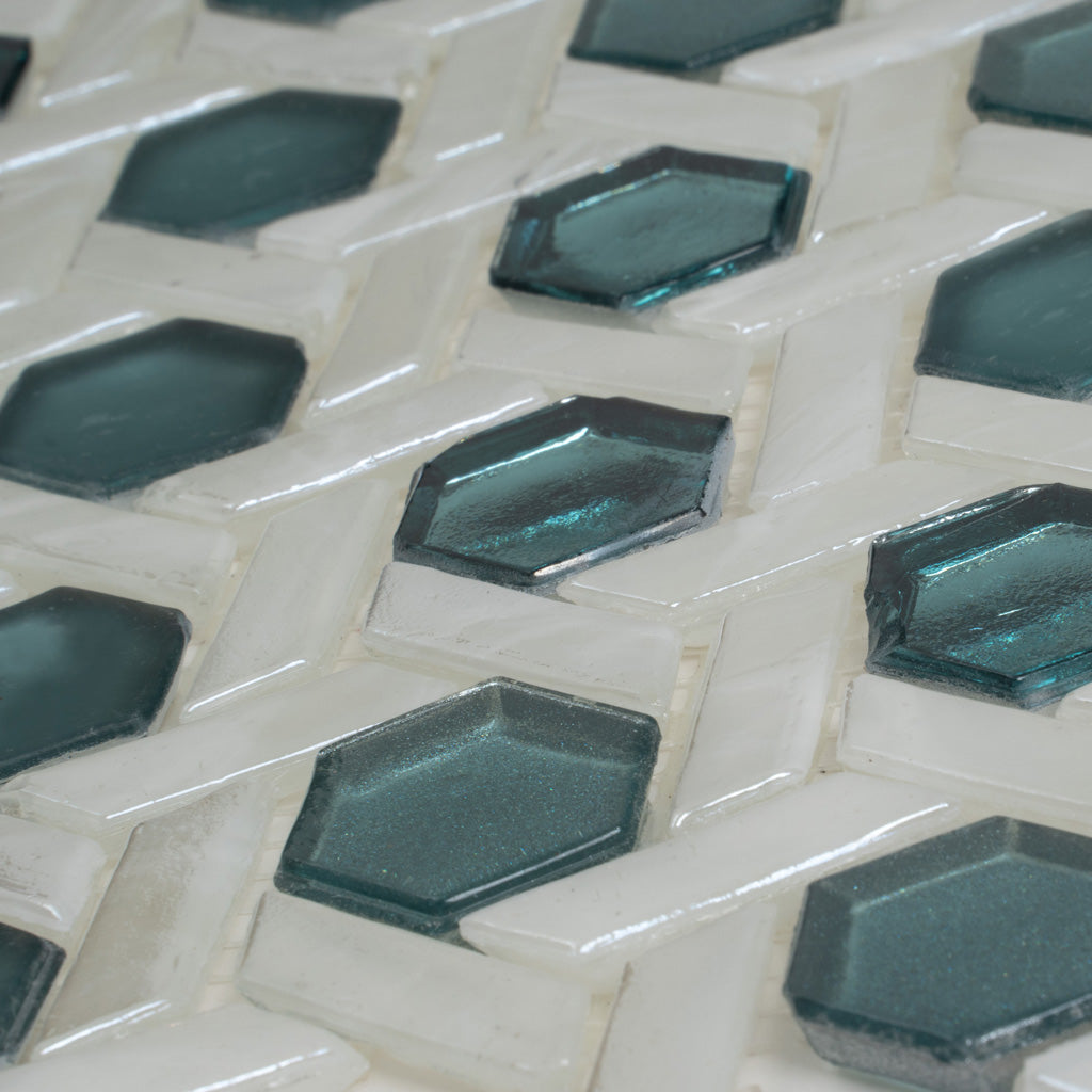 Teal Green 12 x 12 Glossy Glass Mosaic Tile