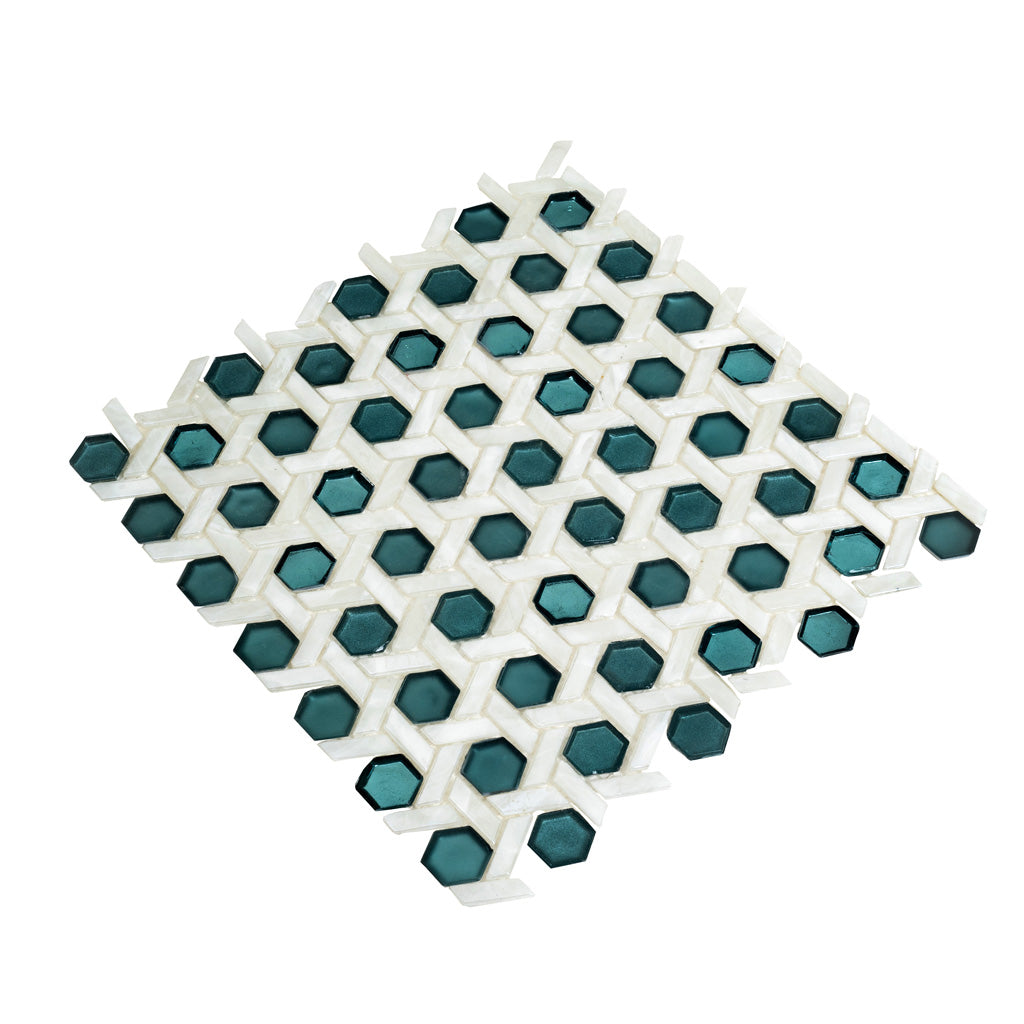 Teal Green 12 x 12 Glossy Glass Mosaic Tile