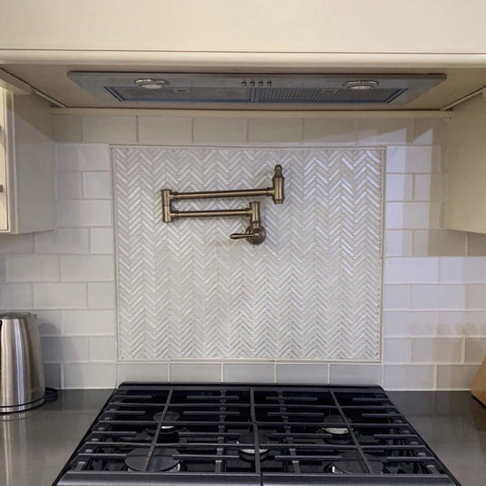 White 12 x 12 Glossy, Matte Glass Mosaic Tile - Sample