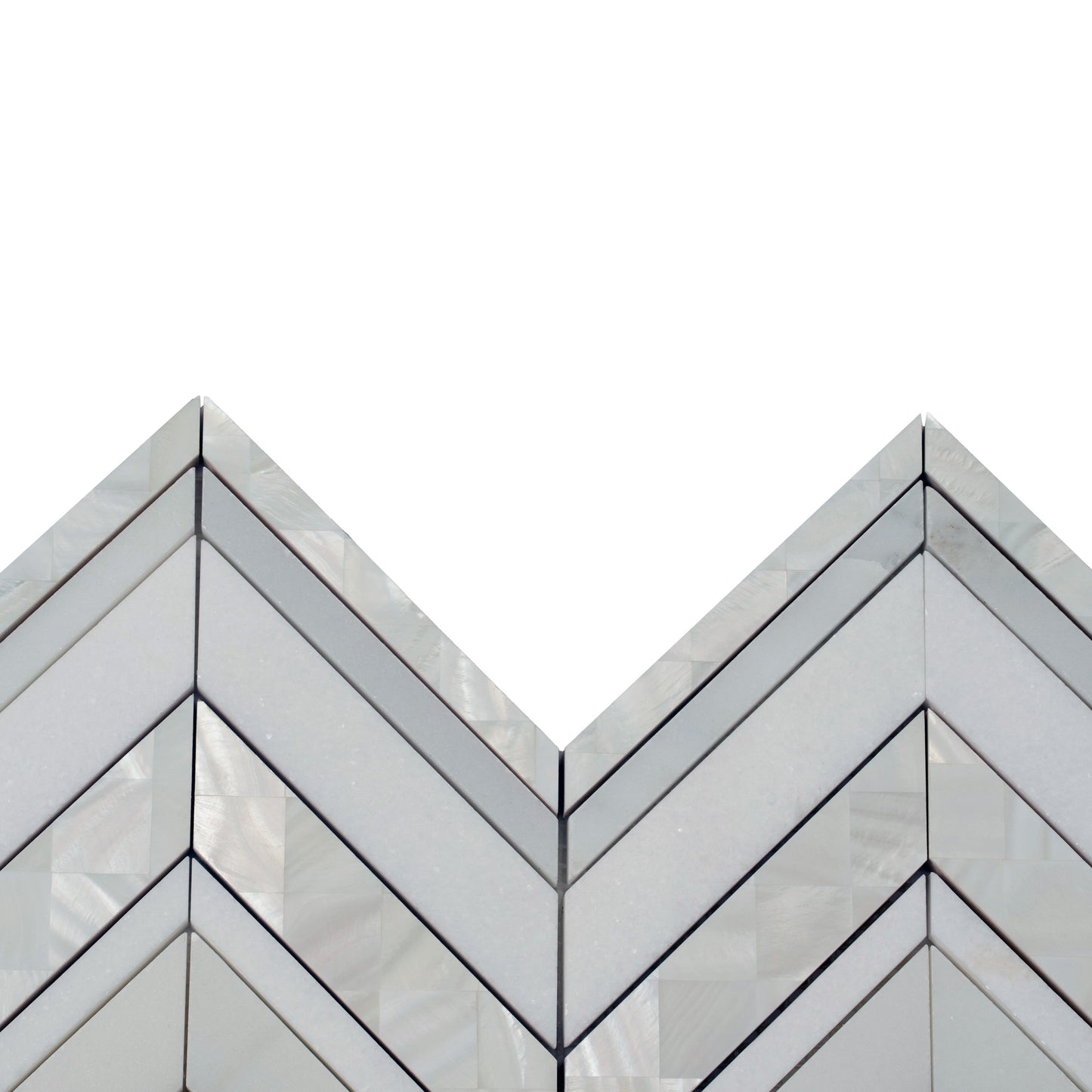 Pearl White 12x12 polished Thassos, Shell Mosaic Tile Sample