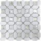 Pearl White 12x12 Polished Thassos, Shell Mosaic Tile Sample