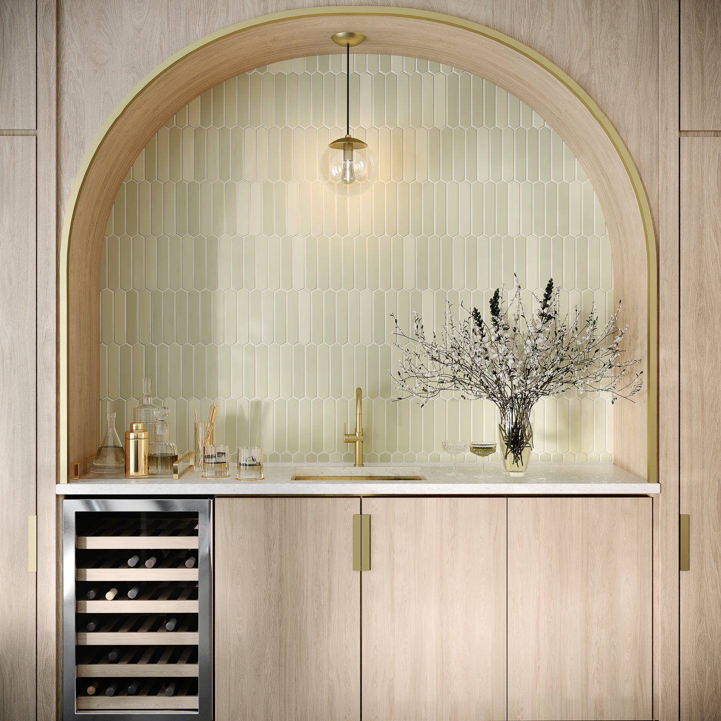 Moss Green 2 x 10 Matte Ceramic Picket Tile - Sample