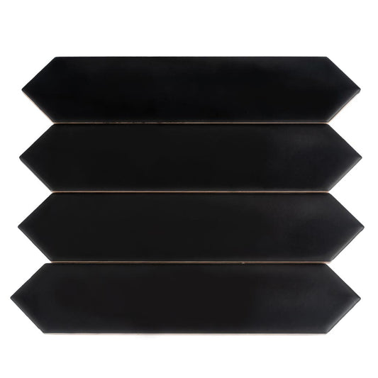 Black 2 x 10 Matte Ceramic Picket Tile - Sample
