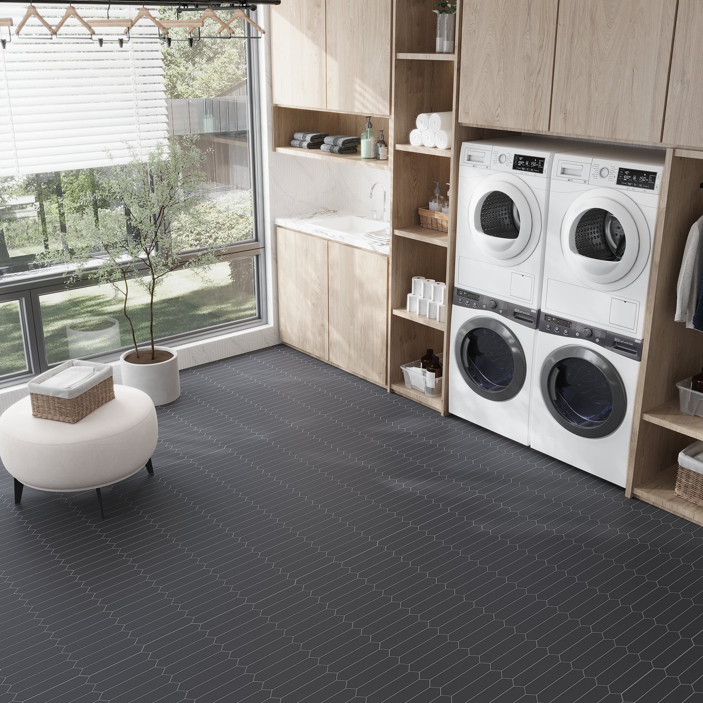 Black 2 x 10 Matte Ceramic Picket Tile - Sample