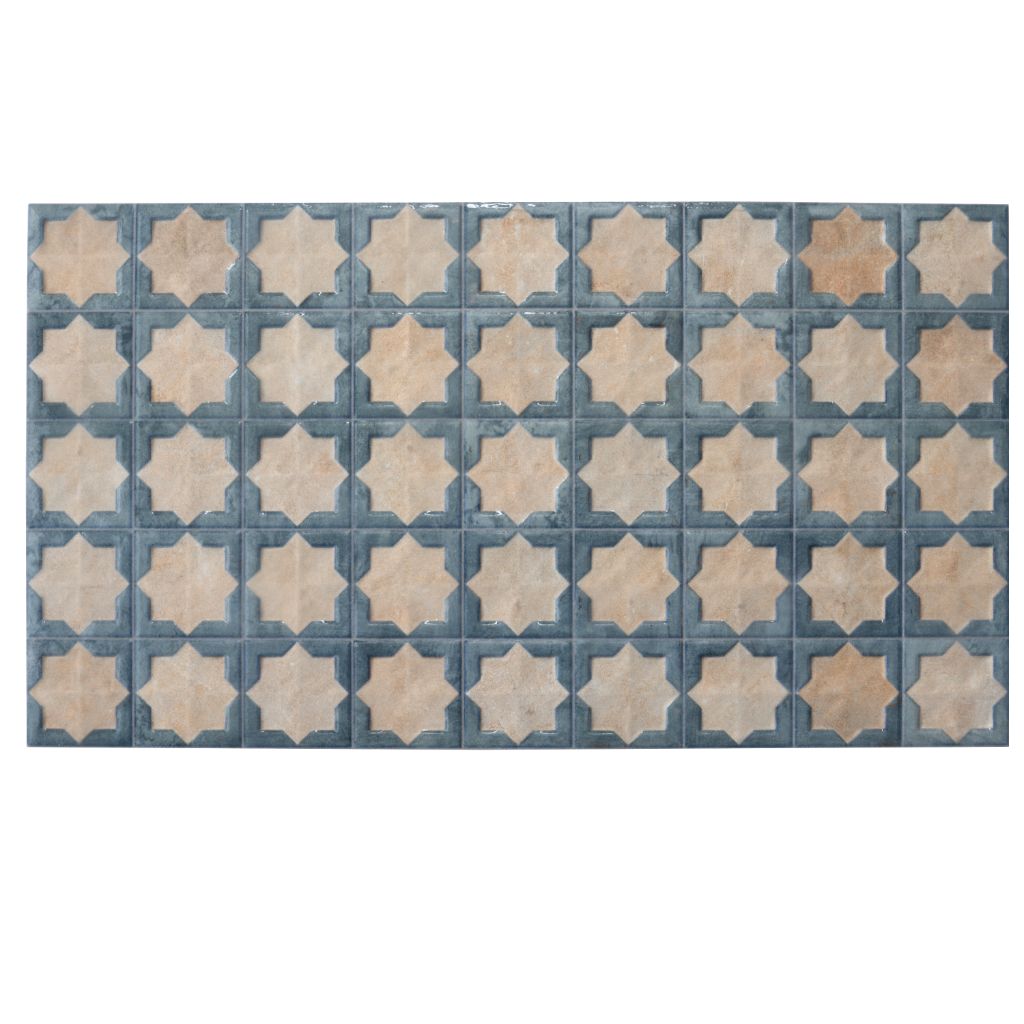 Stone Blue and Beige 12 x 22 Matte and Glossy Porcelain Large Tile