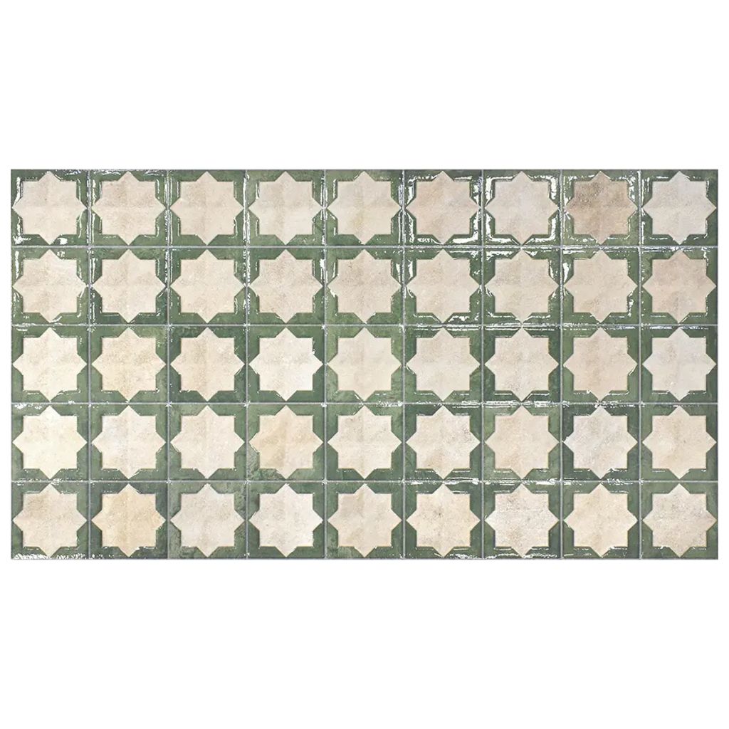 Russian Green and Beige 12 x 22 Matte and Glossy Porcelain Large Tile