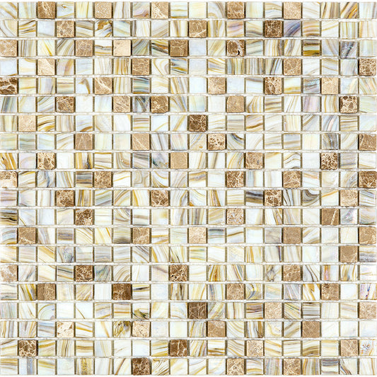 Beige 12 x 12 Glossy Glass Mosaic Tile