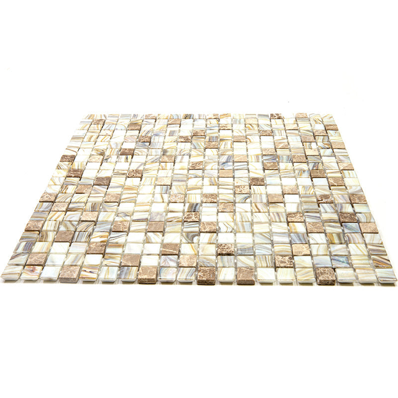 Beige 12 x 12 Glossy Glass Mosaic Tile