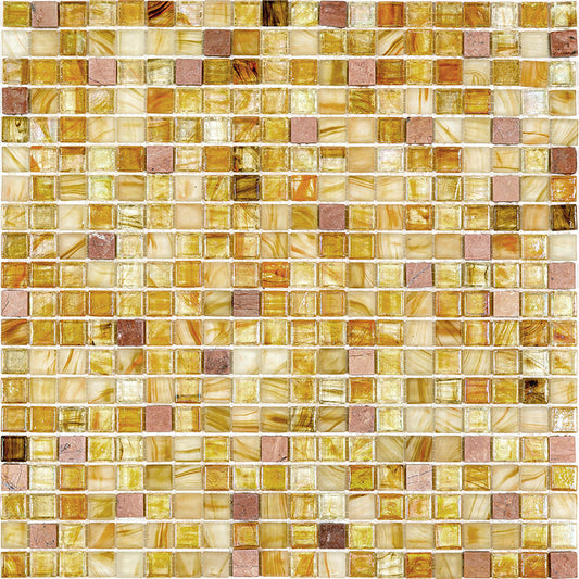 Beige and Pearl 12 x 12 Glossy Glass Mosaic Tile - Sample