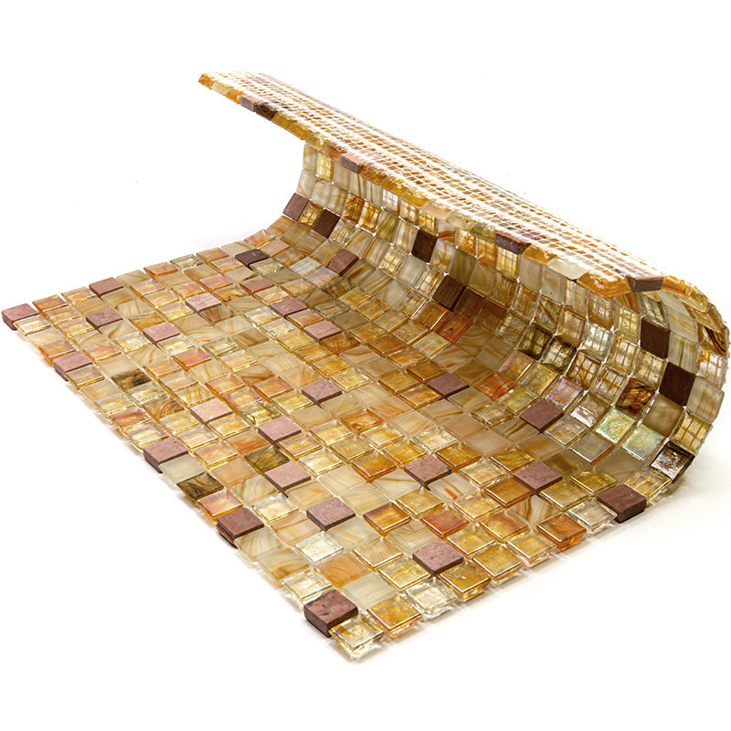 Beige and Pearl 12 x 12 Glossy Glass Mosaic Tile