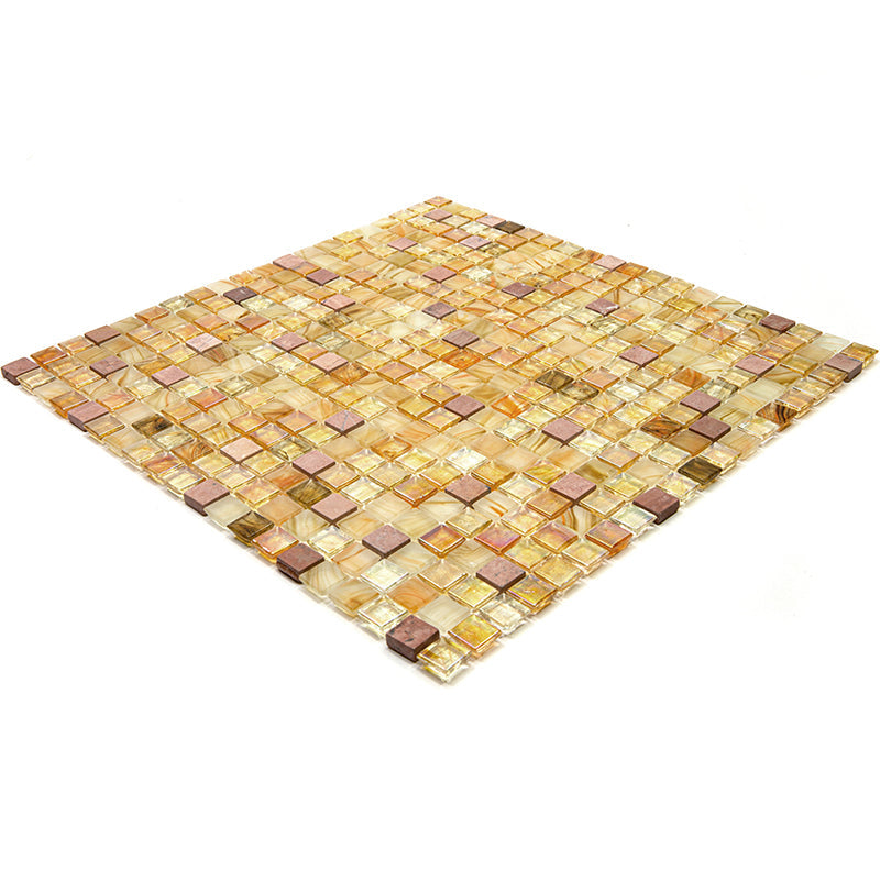 Beige and Pearl 12 x 12 Glossy Glass Mosaic Tile