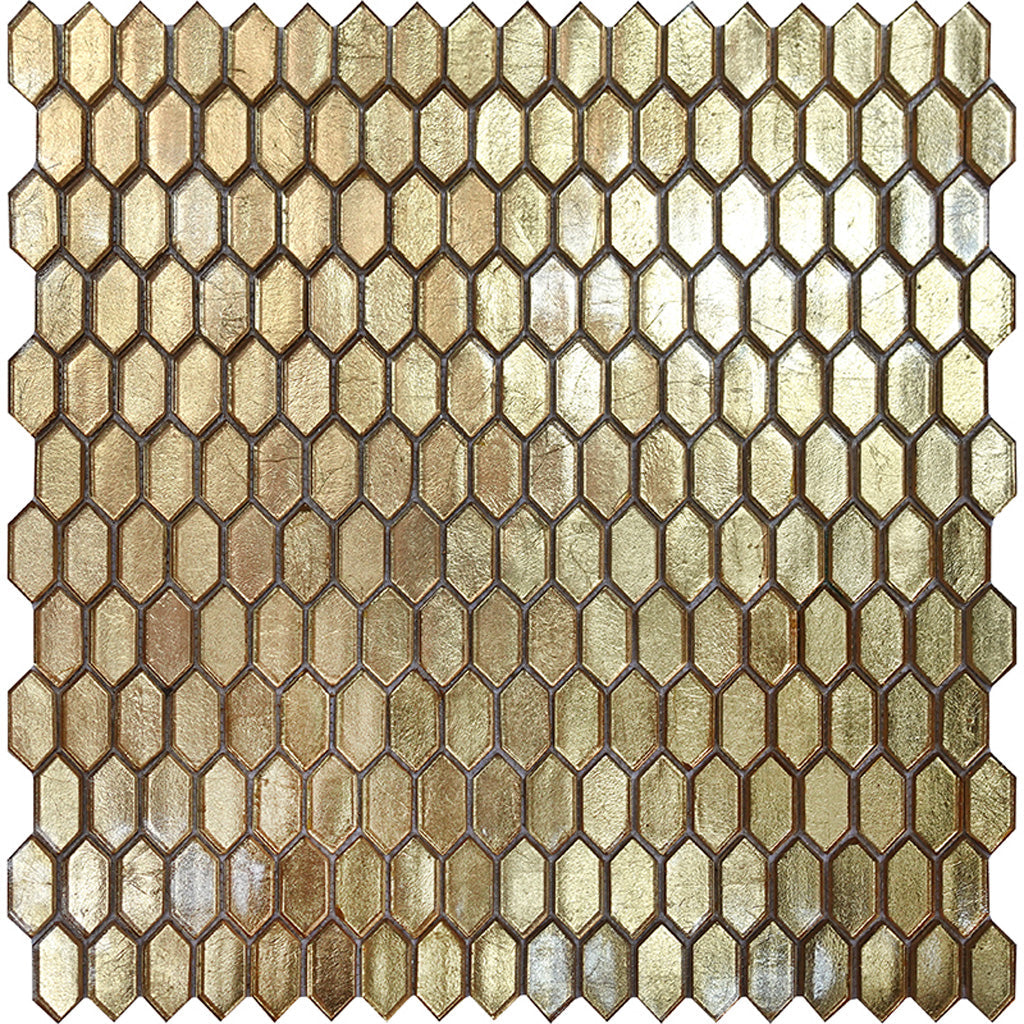 Shimmer Gold 12 x 12 Glossy Glass Picket Tile