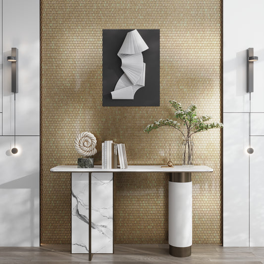 Shimmer Gold 12 x 12 Glossy Glass Picket Tile