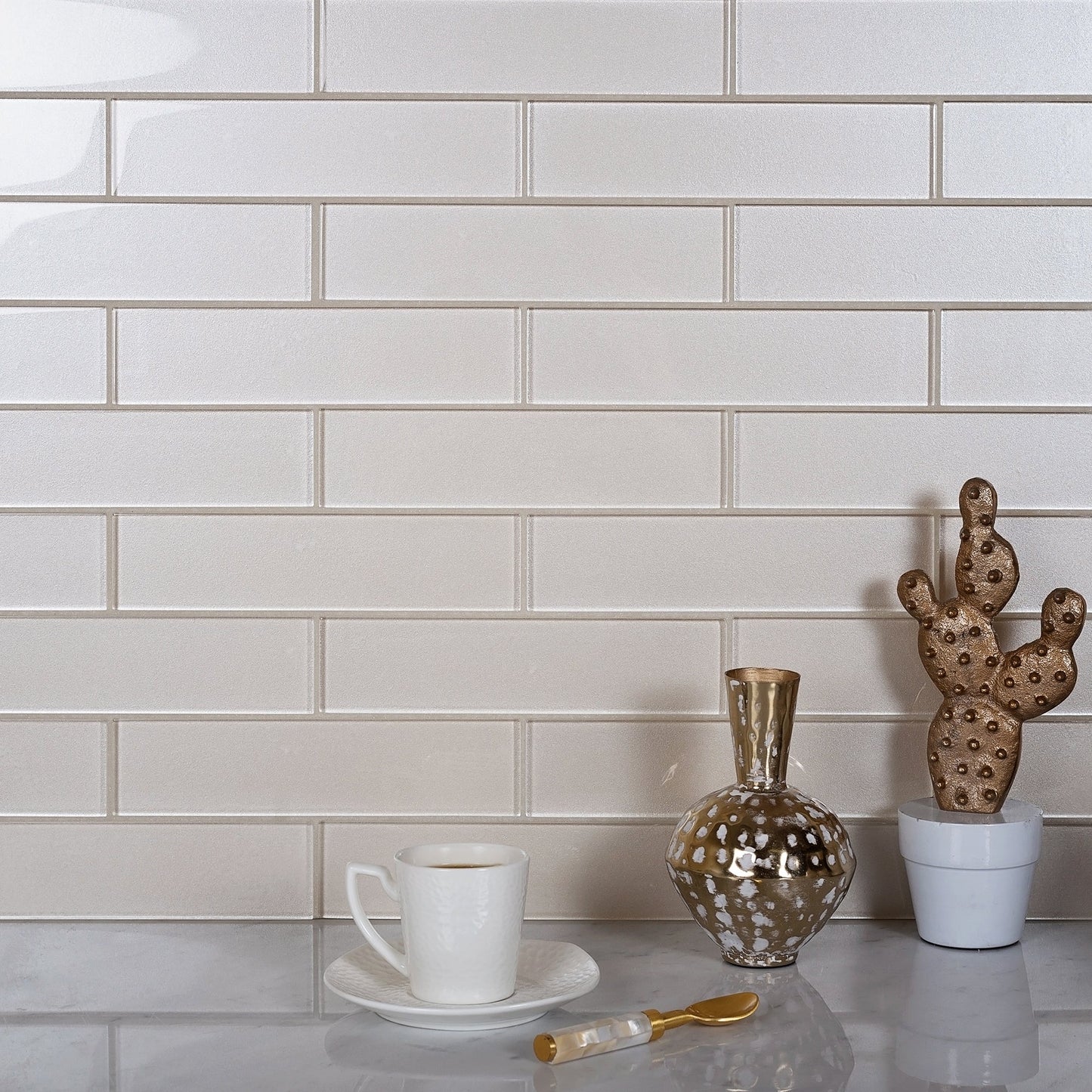 Lace White 12 x 12 Glossy Glass Mosaic Tile