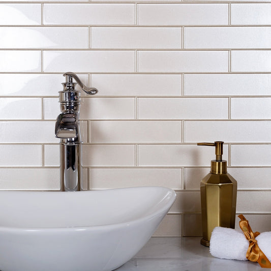 Lace White 12 x 12 Glossy Glass Mosaic Tile - Sample