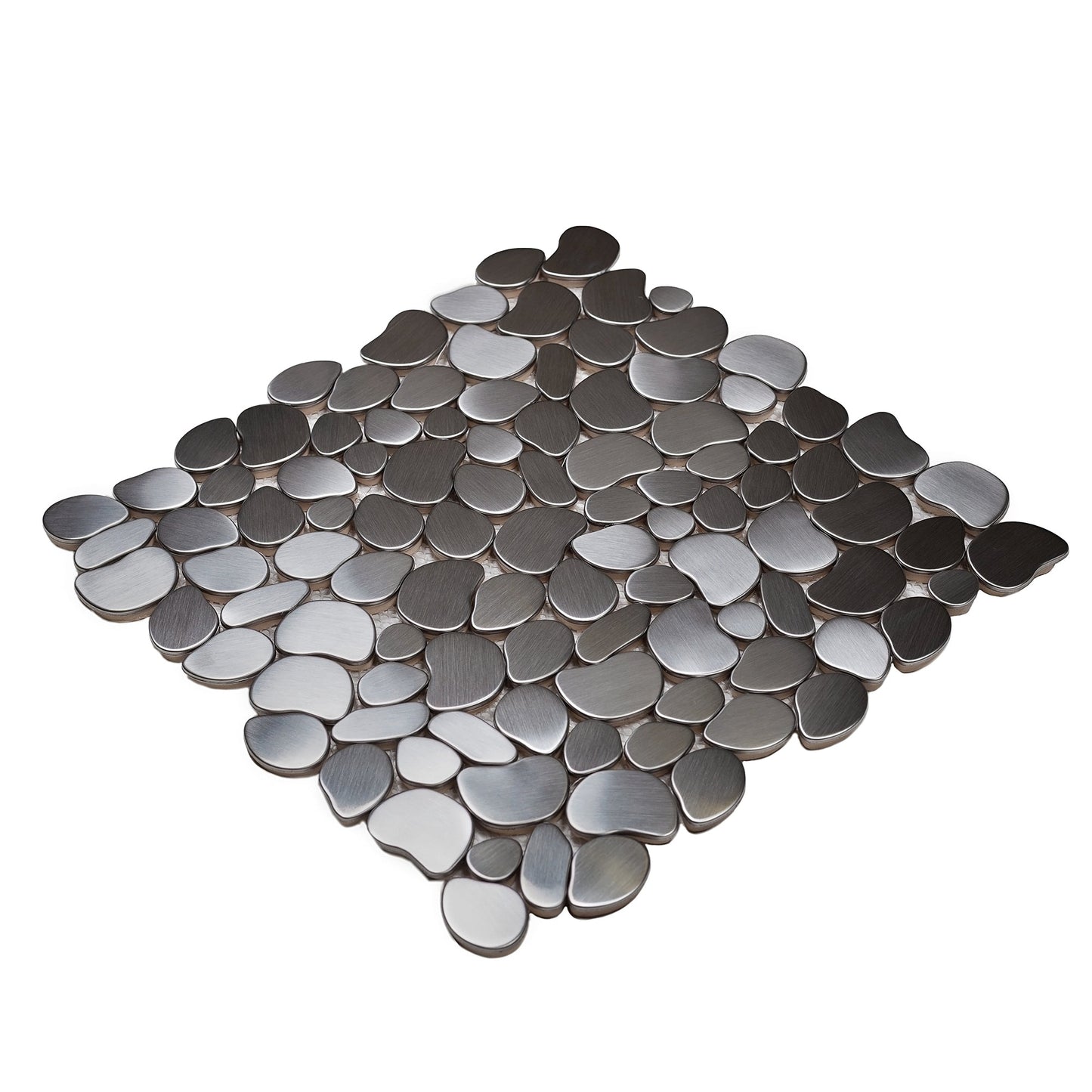 Pebble Gray 12 x 12 Polished Metal Mosaic Tile