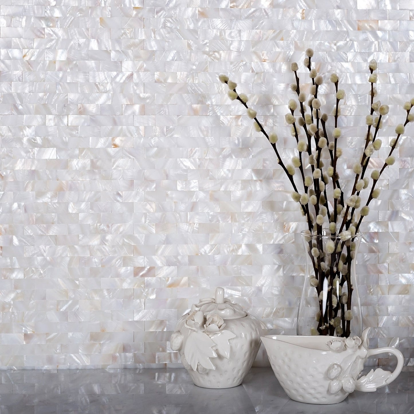 Shell White 11 x 12 Polished Shell, Mother of Pearl Mosaic Tile