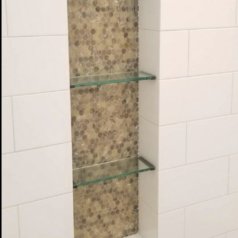 Beige 12 x 12 Glossy Glass Mosaic Tile