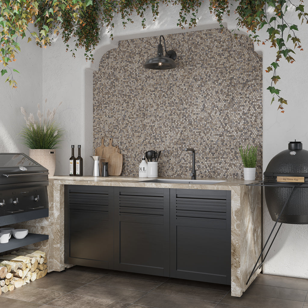 Beige 12 x 12 Glossy Glass Mosaic Tile - Sample