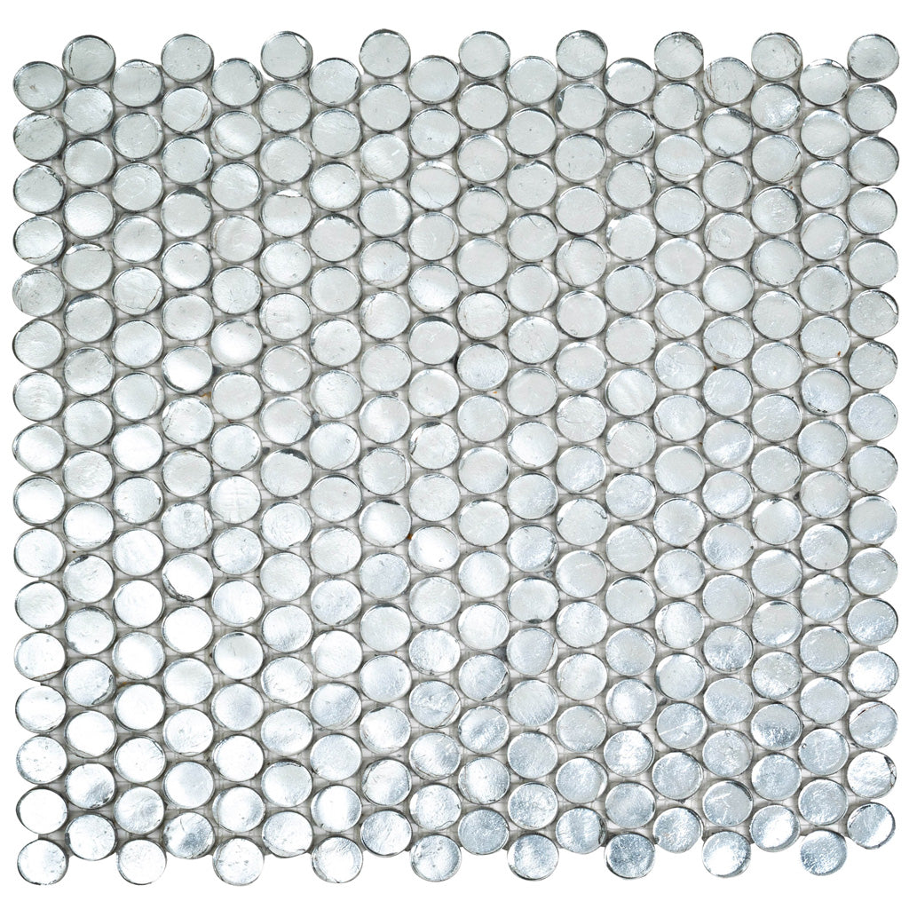 Silver 12 x 12 Glossy Glass Mosaic Tile