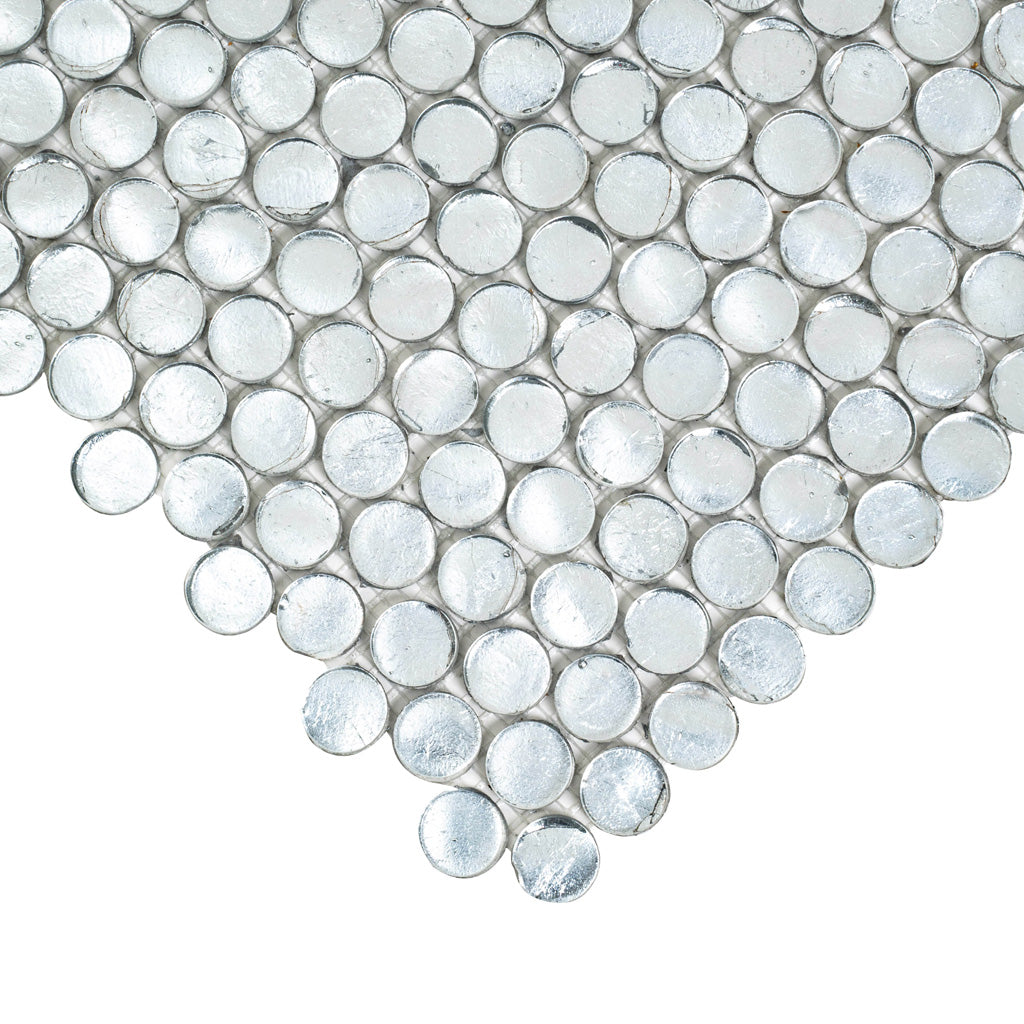 Silver 12 x 12 Glossy Glass Mosaic Tile